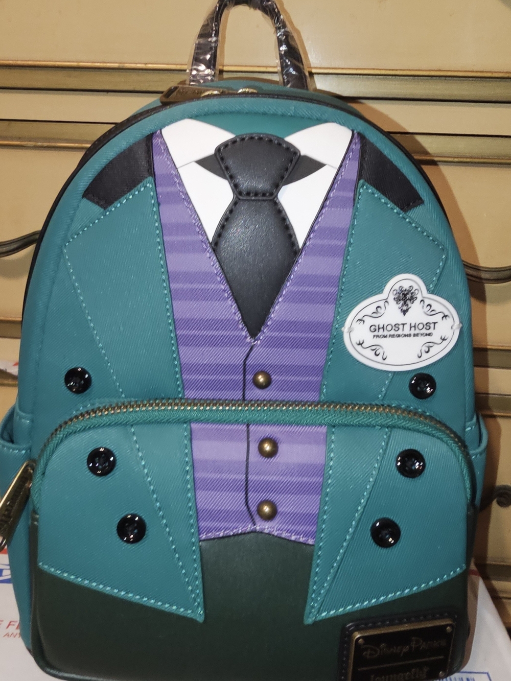 Disney Parks Haunted Mansion Ghost Host Suit Mini Backpack - Teal & Purple